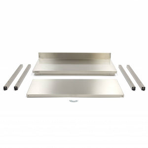 Werktafel rvs - 60 x 60 cm - Verstelbare Hoogte - met Spatrand en Onderschap